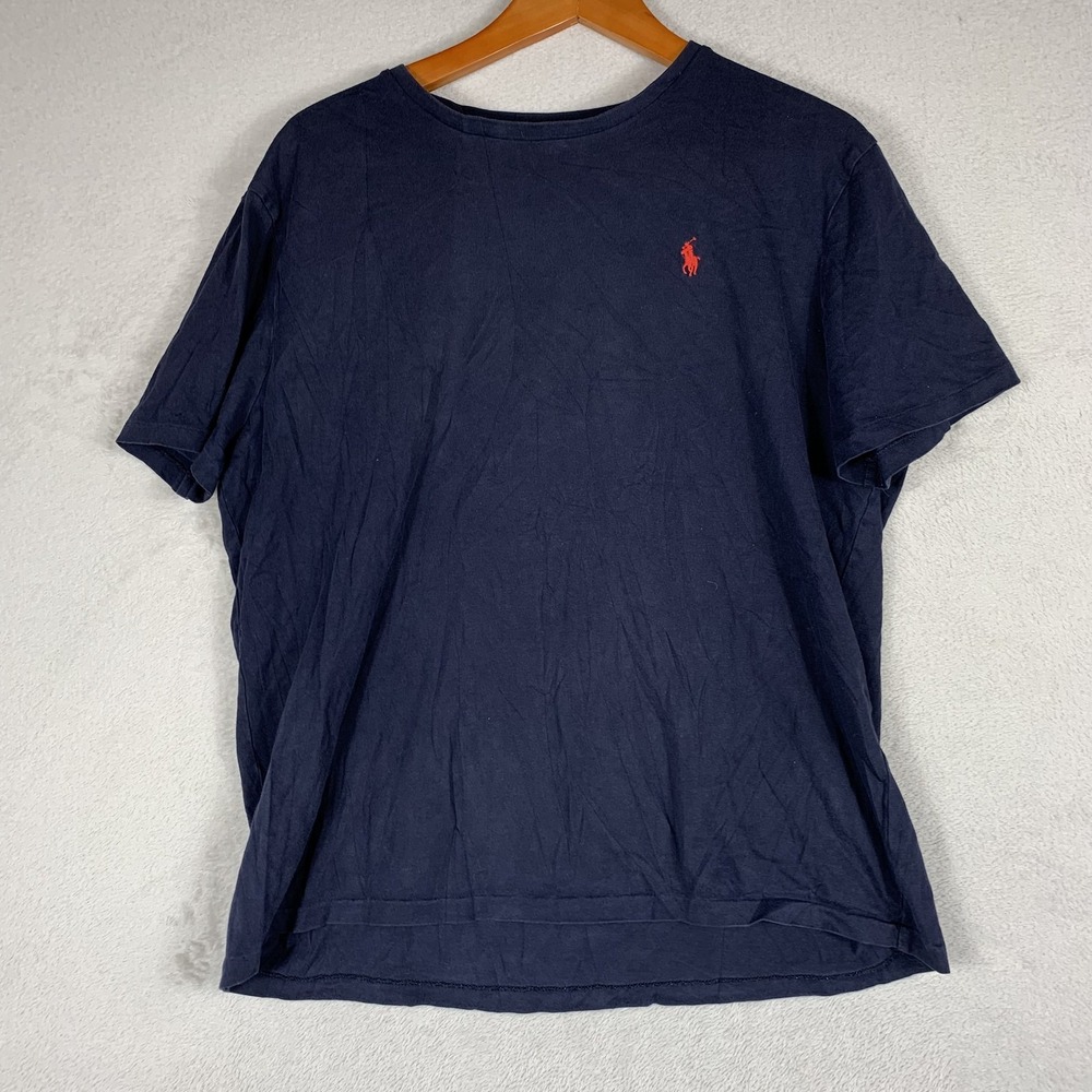 Polo Ralph Lauren Shirt Mens Large Blue Cotton Crewneck Tagless Short Sleeve Tee